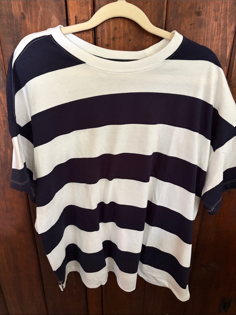 Old Navy Navy & White Wide Stripe Short Sleeve Tee